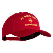 U.S. Marine Corps 4th Marine Division Embroidered Solid Cotton Twill Pro Style Cap - Red OSFM