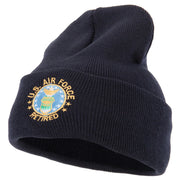 US Air Force Retired Circle Embroidered Long Beanie