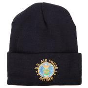 US Air Force Retired Circle Embroidered Long Beanie