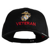 Marine Veteren Embroidered Solid Cotton Twill Pro Style Cap - Black OSFM