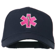 Pink Star of Life Embroidered Cotton Cap