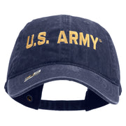 Licensed Golden US Army Embroidered Washed Solid Pigment Dyed Cotton Twill Brass Buckle Cap - Navy OSFM