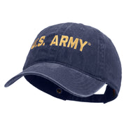 Licensed Golden US Army Embroidered Washed Solid Pigment Dyed Cotton Twill Brass Buckle Cap - Navy OSFM