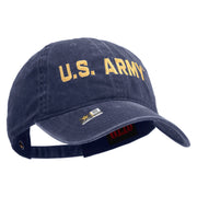 Licensed Golden US Army Embroidered Washed Solid Pigment Dyed Cotton Twill Brass Buckle Cap - Navy OSFM