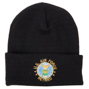 US Air Force Retired Circle Embroidered Long Beanie