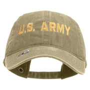Licensed Golden US Army Embroidered Washed Solid Pigment Dyed Cotton Twill Brass Buckle Cap - Khaki OSFM
