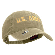 Licensed Golden US Army Embroidered Washed Solid Pigment Dyed Cotton Twill Brass Buckle Cap - Khaki OSFM
