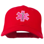 Pink Star of Life Embroidered Cotton Cap