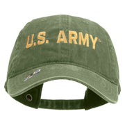 Licensed Golden US Army Embroidered Washed Solid Pigment Dyed Cotton Twill Brass Buckle Cap - Olive OSFM