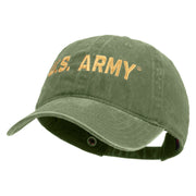 Licensed Golden US Army Embroidered Washed Solid Pigment Dyed Cotton Twill Brass Buckle Cap - Olive OSFM