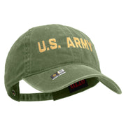 Licensed Golden US Army Embroidered Washed Solid Pigment Dyed Cotton Twill Brass Buckle Cap - Olive OSFM