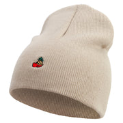 Made in USA Mix Fruits Embroidered 8 Inch Solid Knit Short Beanie - Stone OSFM