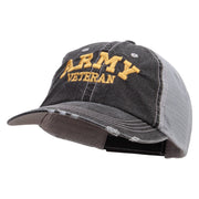 Licensed Army Veteran Letters Embroidered Low Profile Special Cotton Mesh Cap - Black OSFM