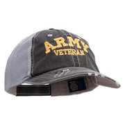 Licensed Army Veteran Letters Embroidered Low Profile Special Cotton Mesh Cap - Black OSFM