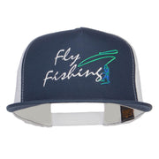 Flying Fishing Embroidered Snapback Mesh Cap