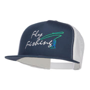 Flying Fishing Embroidered Snapback Mesh Cap