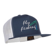 Flying Fishing Embroidered Snapback Mesh Cap