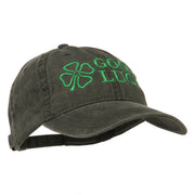 Four Leaf Clover Good Luck Embroidered Washed Cap