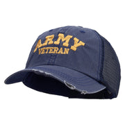 Licensed Army Veteran Letters Embroidered Low Profile Special Cotton Mesh Cap - Navy OSFM