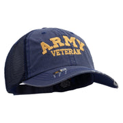 Licensed Army Veteran Letters Embroidered Low Profile Special Cotton Mesh Cap - Navy OSFM