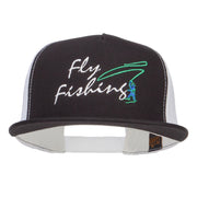 Flying Fishing Embroidered Snapback Mesh Cap