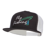 Flying Fishing Embroidered Snapback Mesh Cap