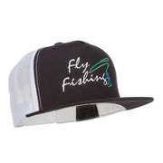 Flying Fishing Embroidered Snapback Mesh Cap