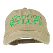 Four Leaf Clover Good Luck Embroidered Washed Cap