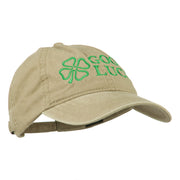 Four Leaf Clover Good Luck Embroidered Washed Cap