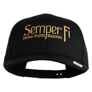 United States Marines Semper Fi Embroidered Solid Cotton Twill Pro Style Cap - Black OSFM