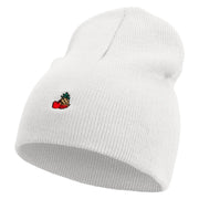 Made in USA Mix Fruits Embroidered 8 Inch Solid Knit Short Beanie - White OSFM