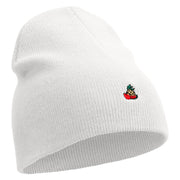 Made in USA Mix Fruits Embroidered 8 Inch Solid Knit Short Beanie - White OSFM