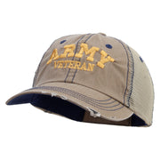 Licensed Army Veteran Letters Embroidered Low Profile Special Cotton Mesh Cap - Khaki OSFM