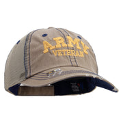Licensed Army Veteran Letters Embroidered Low Profile Special Cotton Mesh Cap - Khaki OSFM