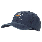 Florida with Map Outline Embroidered Washed Cotton Twill Cap