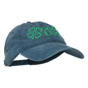 Four Leaf Clover Good Luck Embroidered Washed Cap