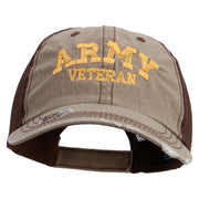 Licensed Army Veteran Letters Embroidered Low Profile Special Cotton Mesh Cap - Khaki-Brown OSFM