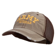 Licensed Army Veteran Letters Embroidered Low Profile Special Cotton Mesh Cap - Khaki-Brown OSFM