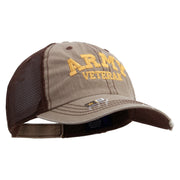 Licensed Army Veteran Letters Embroidered Low Profile Special Cotton Mesh Cap - Khaki-Brown OSFM