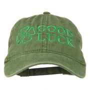 Four Leaf Clover Good Luck Embroidered Washed Cap