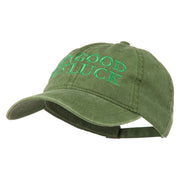 Four Leaf Clover Good Luck Embroidered Washed Cap