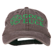 Four Leaf Clover Good Luck Embroidered Washed Cap