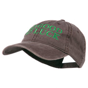 Four Leaf Clover Good Luck Embroidered Washed Cap