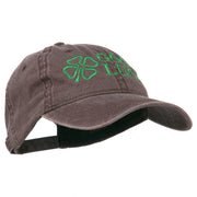 Four Leaf Clover Good Luck Embroidered Washed Cap