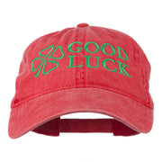 Four Leaf Clover Good Luck Embroidered Washed Cap