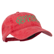 Four Leaf Clover Good Luck Embroidered Washed Cap