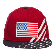 American Flag Patched Two Tone Snapback Cap