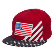 American Flag Patched Two Tone Snapback Cap