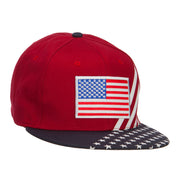 American Flag Patched Two Tone Snapback Cap