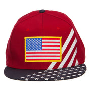 American Flag Patched Two Tone Snapback Cap